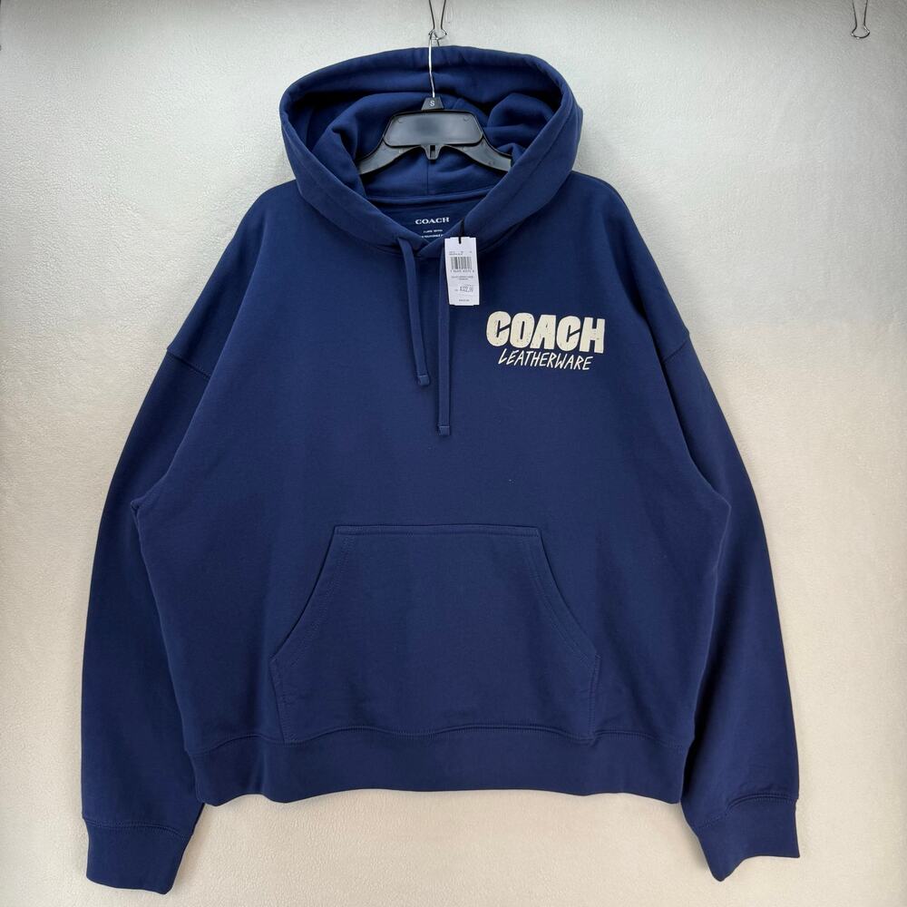 COACH MEN'S XLARGE NAVY BLUE HEAVY DUTY PREMIUM HOODIE $299